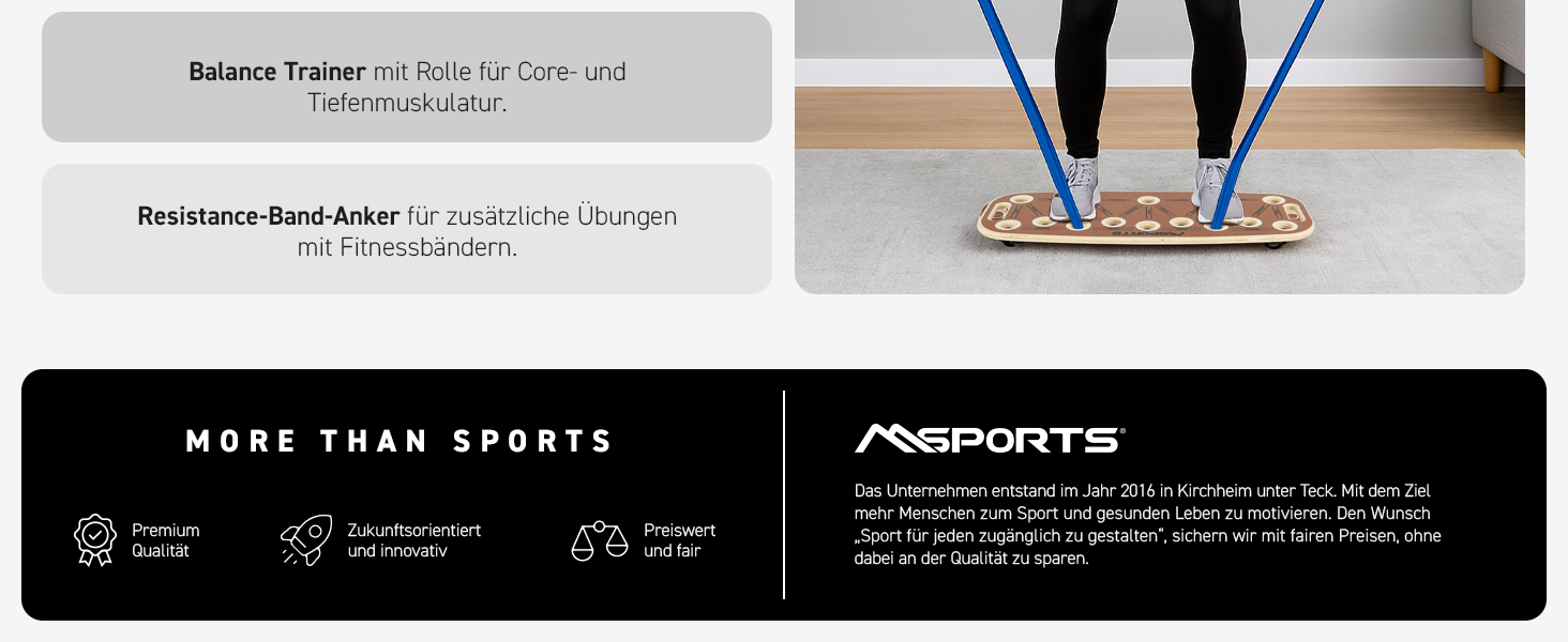 MSPORTS Push-Up Board Holz Premium: Дошка для віджимань з роликом – багатофункціональна дошка для тренування кора, балансу та сили – 15 положень, масивні ручки, антиковзаюча, обладнання для фітнесу для дому