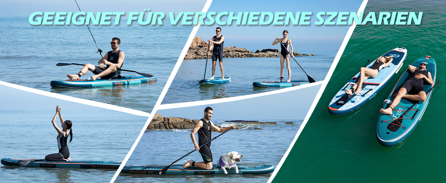 Надувні SUP-дошки InnoExpo 11' з преміум аксесуарами: стабільний дизайн, антиковзне покриття для підлітків та дорослих (футуристичний)