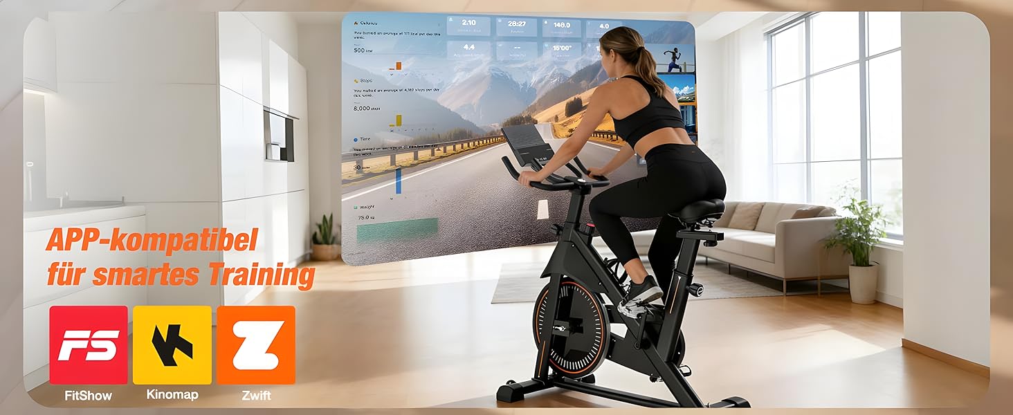 DH FitLife 2026: Електричний велотренажер з пульсомером та APP | Безшумний велоергометр для дому | Фітнес-велосипед з новим кермом та монітором