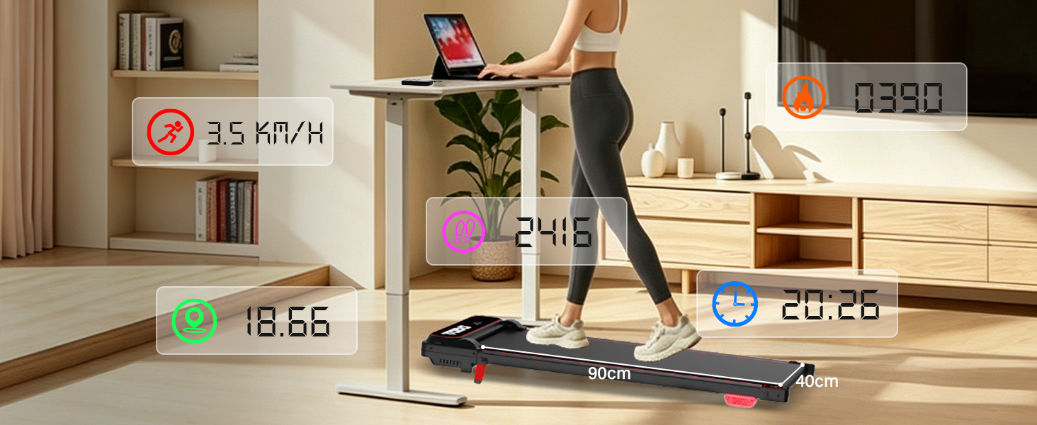 Дорожка для ходьби TODO Walking Pad, компактна бігова доріжка з нахилом для дому та офісу, швидкість 1–6 км/год, чорна