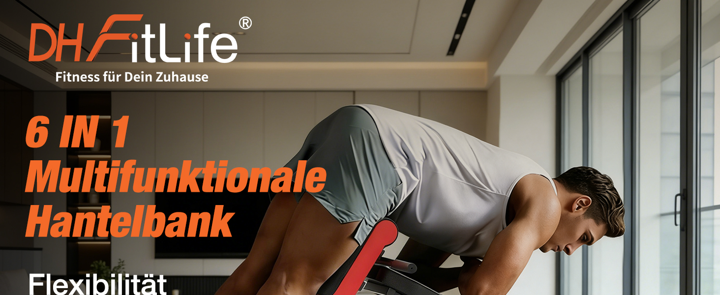 DH FitLife 2026 Преміум Тренажерний комплекс 6-в-1: регульована лава для жиму, гіперекстензія, тренажер для дому та фітнесу