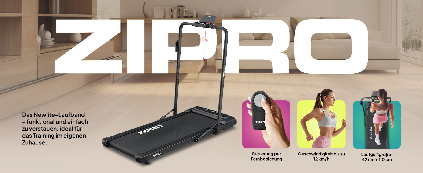Біговий доріжка ZIPRO Newlite Klappbar: складаний, 1-10 км/год, до 110 кг, LED-дисплей