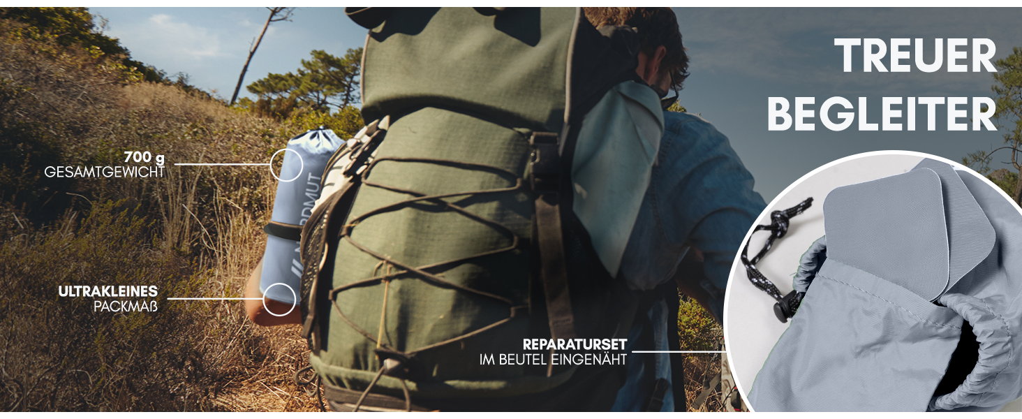 Килимок туристичний NORDMUT® Isomatte Outdoor з ремкомплектом | Легкий килимок для кемпінгу та піших прогулянок - компактний, сірий