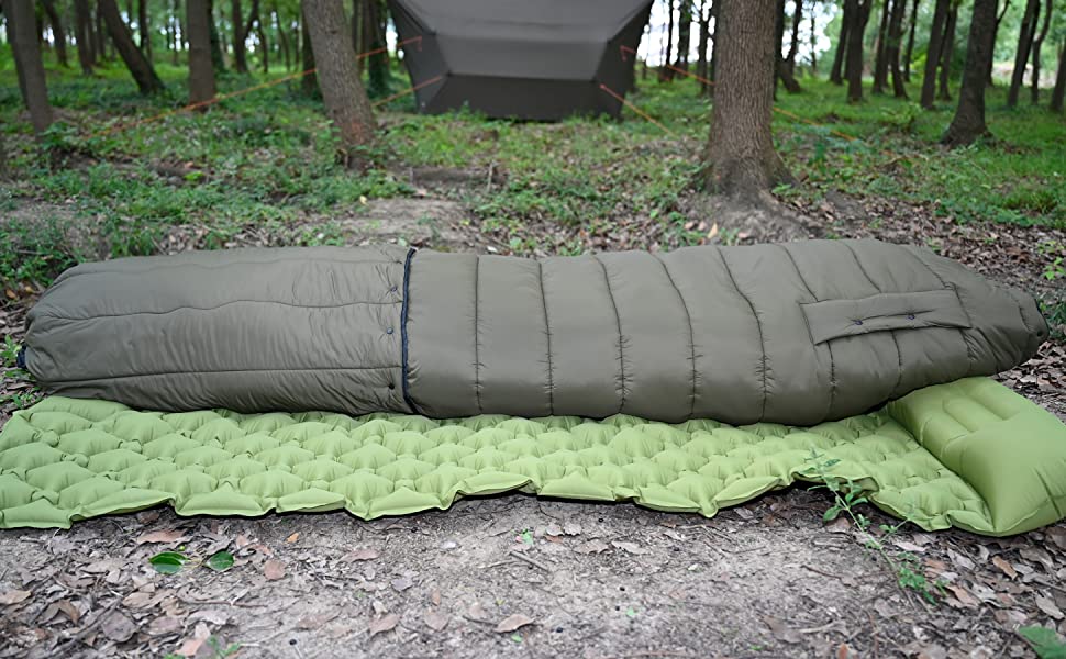 Спальний мішок OneWind для гамака, 3 сезони, теплий плед, пончо, захист від холоду, ізоляція, для кемпінгу, хайкінгу, зелений, 2°C~10°C (Deluxe), 2.3M x 1.6M