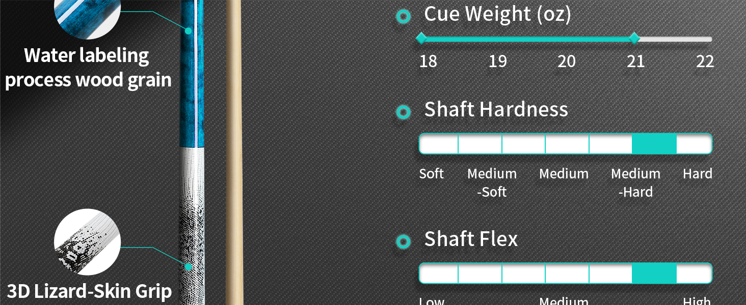 Більярдний кий Kmise професійний, 147 см, канадське кленове дерево, 13 мм шкіряний наконечник, 3D-антиковзаючий грип, для дорослих/початківців/професіоналів, набір 4 шт.