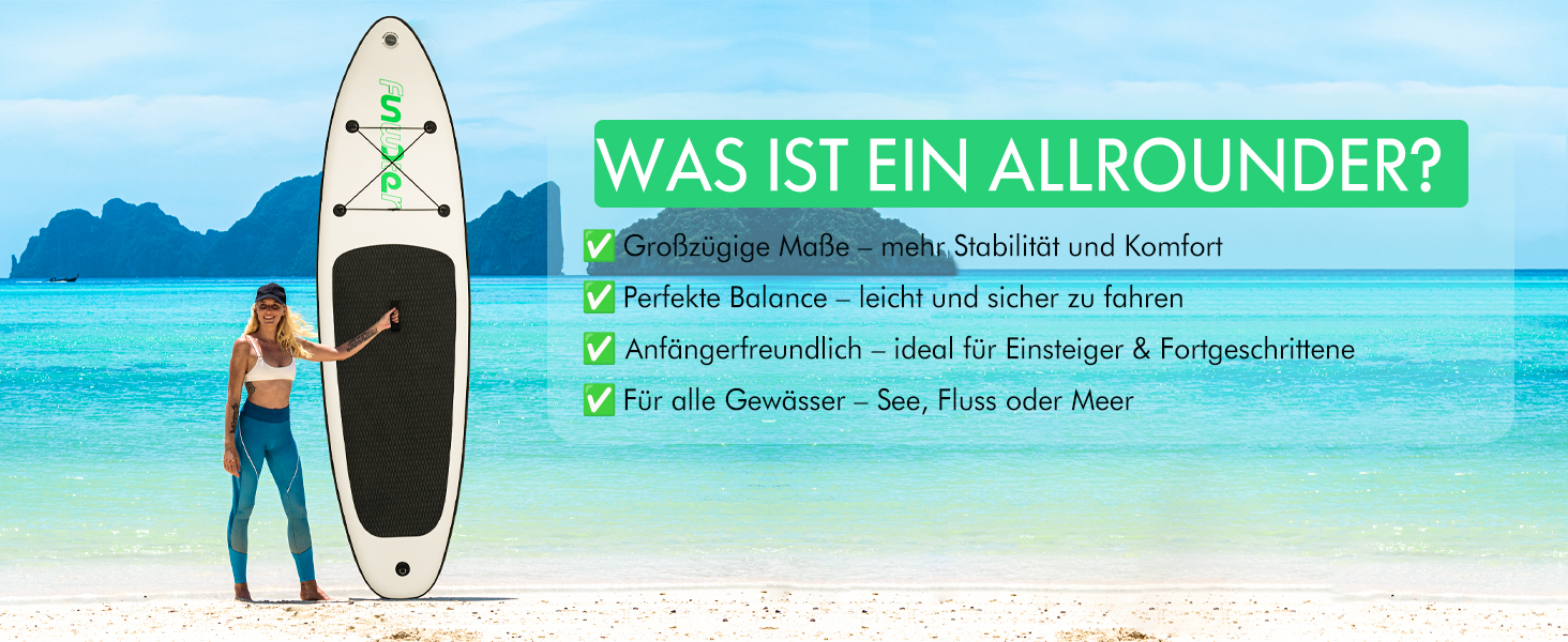 Надувний SUP-борд FunWater 320CM – комплект: весло, рюкзак, 3 ласти, насос, лінія. Підходить для початківців та досвідчених. 10' 6