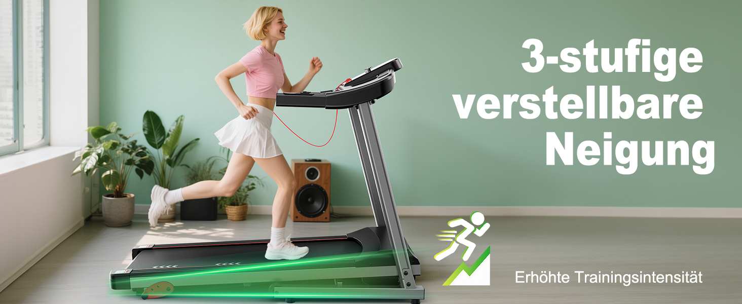 Електрична бігова доріжка для дому Klappbares Laufband 12 км/год, регульований нахил, двигун 2.75 к.с., макс. навантаження 130 кг, сумісність з додатком