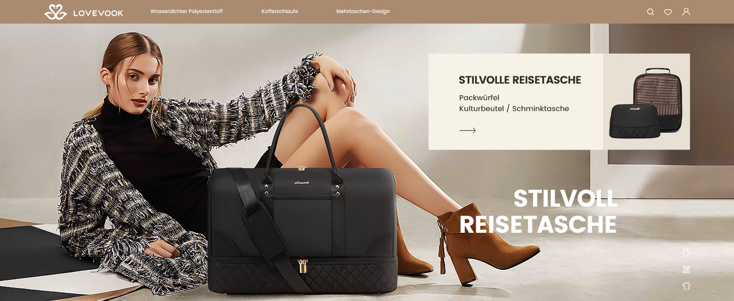 Сумка-мішок LOVEVOOK для жінок: дорожня/спортивна сумка-мішок з відділенням для взуття та мокрих речей, 2 шт. (40л, чорний)