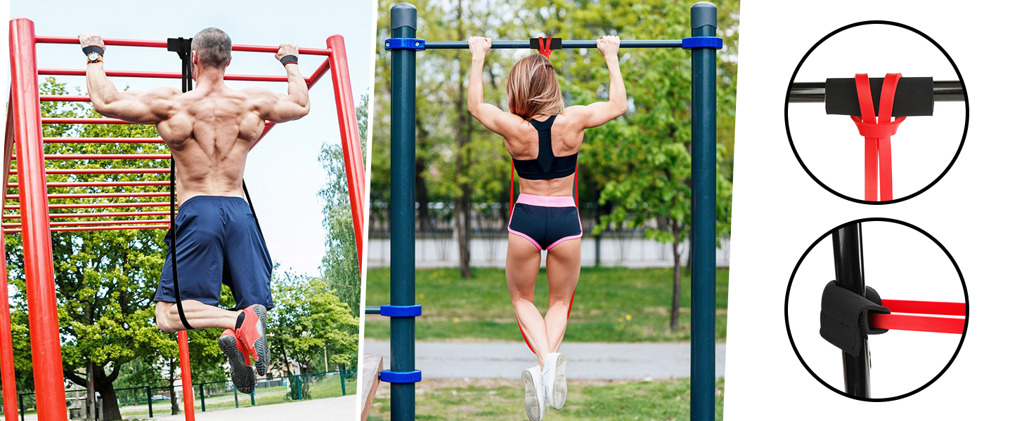 Набір еластичних стрічок для фітнесу Fokky Fitnessbänder: для силових тренувань, йоги, пілатесу. 5 стрічок, дверний анкер, захисні накладки, ручки.