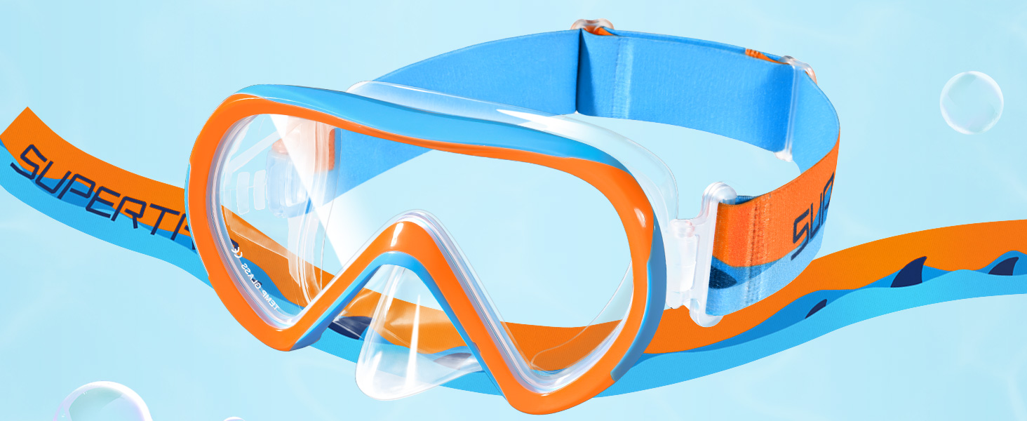 Дитяча маска для плавання та снорклінгу Supertrip, 6-14 років, скло, рожево-фіолетовий