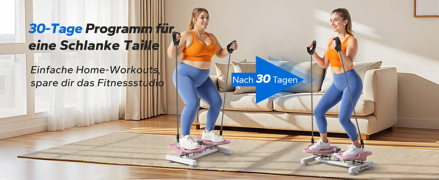 MERACH Диск для скручування тазу, тренажер для пресу з 2 еластичними стрічками, для підтяжки талії та кор-тренінгу, до 136 кг, безшумний фітнес-інвентар для дому (Рожевий)