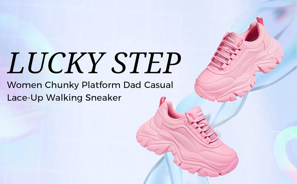 Жіночі кросівки LUCKY STEP Chunky на платформі, білі модні кеди з комфортним танкетковим підбором, розмір 39 EU