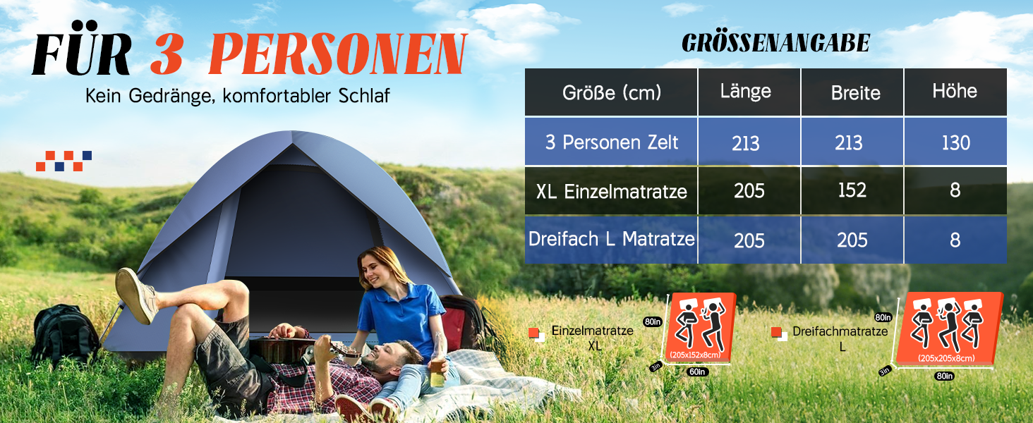 Намет для кемпінгу Zelt на 2-3 особи - ультралегкий, водонепроникний, куполоподібний, 4-сезонний, для трекінгу, сімейного відпочинку, фестивалів та подорожей