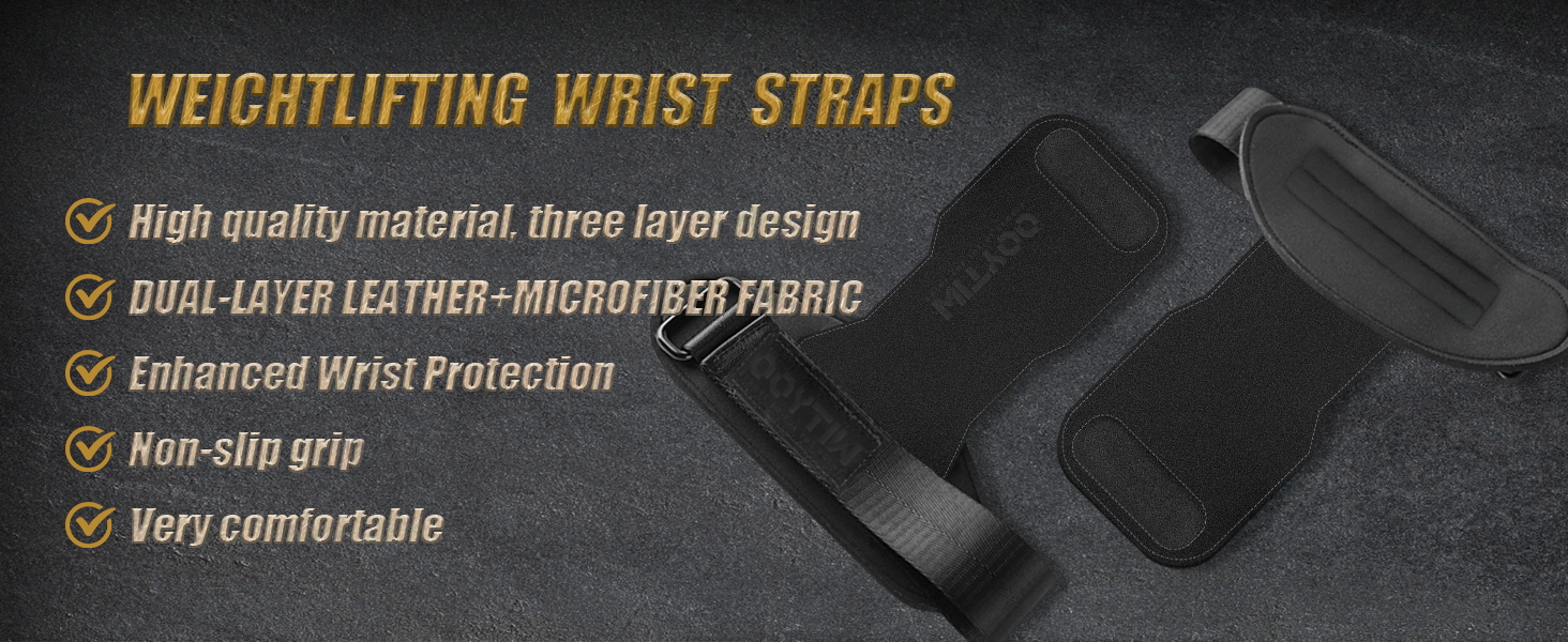 Силові лямки для рук Fast Grip зі шкіри для пауерліфтингу, бодібілдингу та кросфіту, напульсники для тренувань (чорні, унісекс)