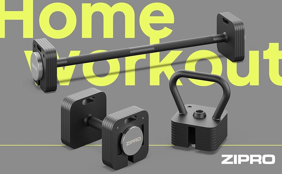 ZIPRO Kettlebell SQUARE: регульована гиря до 19 кг для силових тренувань та фітнесу вдома