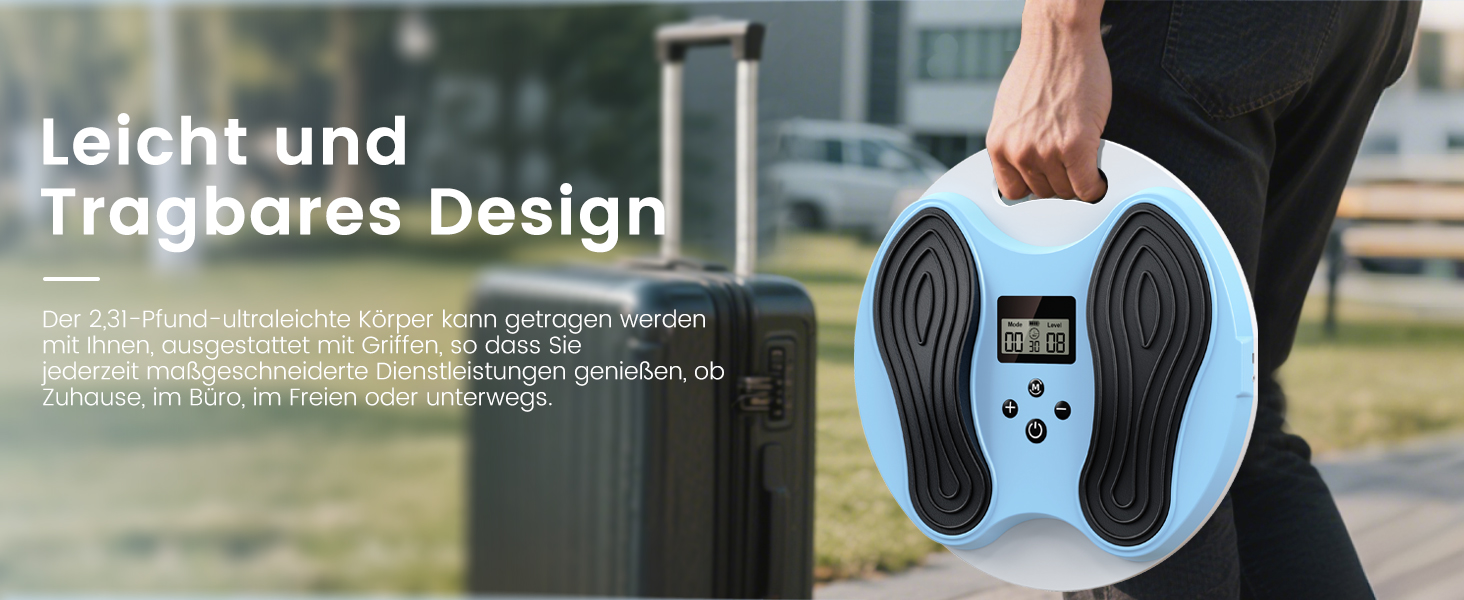 Масажер для ніг та стегон EMS, стимулятор кровообігу – покращує циркуляцію крові, знімає втому ніг та стегон, з 4 електродами TENS, блакитний/сірий