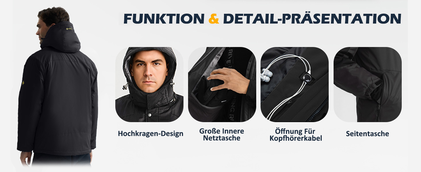 Чоловіча куртка GEMYSE для сноубордингу та лижного спорту, вітро- та водонепроникна, з флісовою підкладкою, зимова, з капюшоном, XL, сірий колір