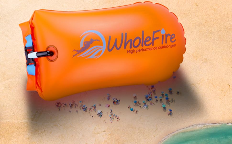 WholeFire 20L Плавуча Сумка для Спорядження, Водонепроникна, Надувна, для Водних Видів Спорту: Плавання, Триатлон, Каякінг, Снорклінг, Помаранчевий