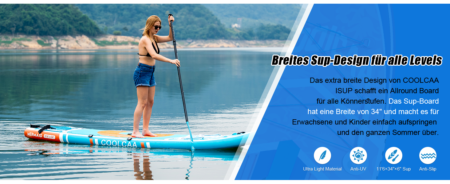 Надувний SUP Борд 11'6' x 34' x 6' для дорослих та підлітків, комплект преміум аксесуарів, вантажопідйомність 210 кг