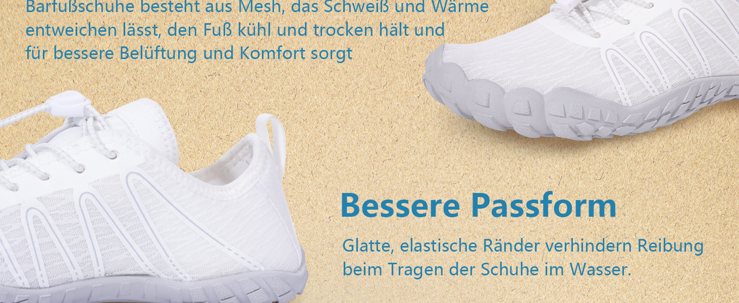 Чоловічі та жіночі босі кросівки для літа Barfuss Schuhe C1 білі 40 EU. Швидка сушка, широка передня частина, підошва Zero-Drop. Ідеальні для трейлу, фітнесу та басейну.