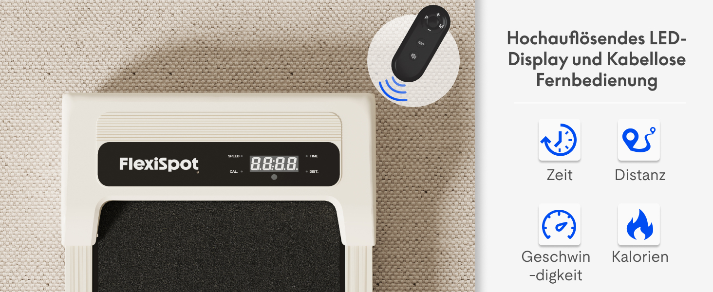 Тренажер для ходьби FlexiSpot Walking Pad 4 в 1 для дому та офісу, тихий біговий килимок з пультом та LED дисплеєм (Basic, White)