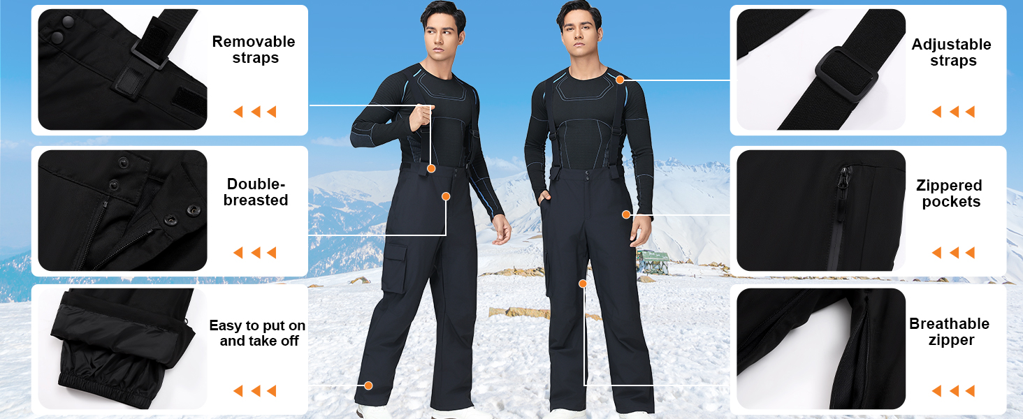 Комплект гірськолижний чоловічий HOTIAN: куртка та штани. Теплий, водонепроникний, вітронепроникний костюм для сноуборду та гірськолижного спорту. Розмір M. HB+BK