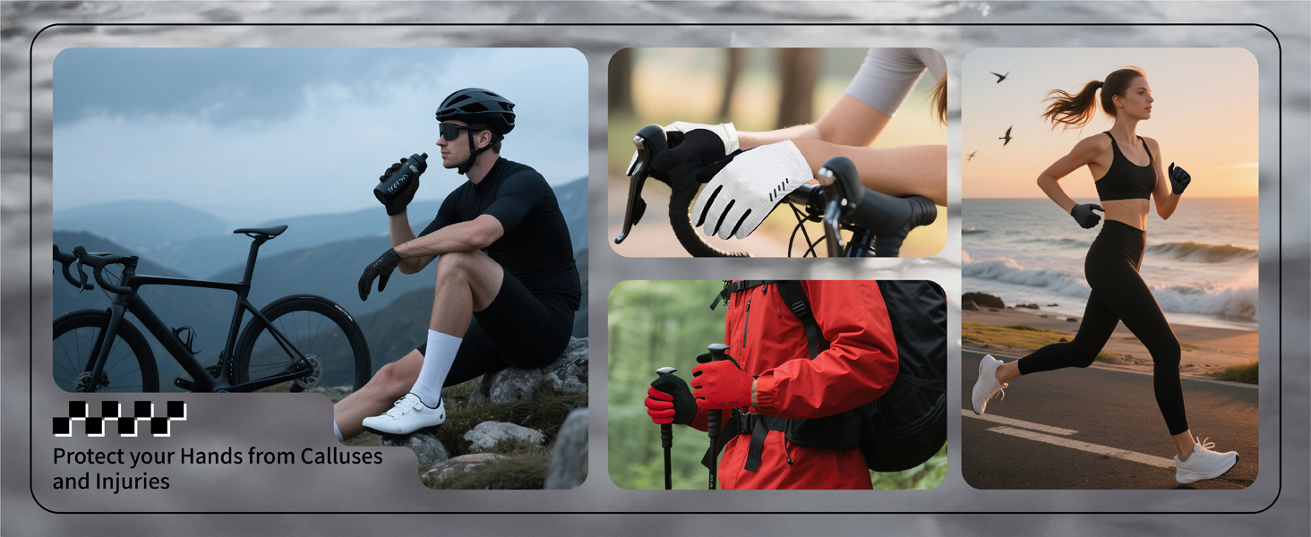 Рукавички велосипедні VXW унісекс (чоловічі/жіночі) для MTB, шосе, фітнесу, розмір L, чорні - з світловідбиваючими смугами та амортизуючою подушечкою