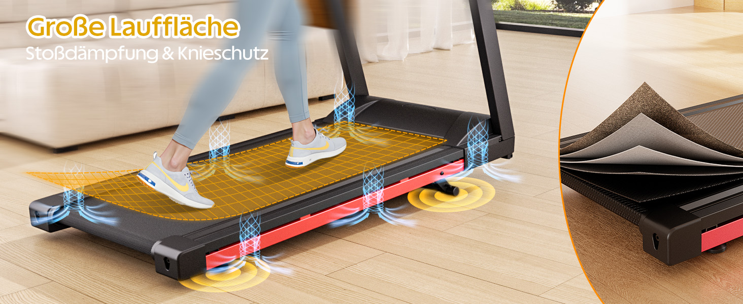Lacuffy Біговий тренажер для дому, складаний, Walking Pad з нахилом 6%, велика площа для бігу 112 * 42 см, вантажопідйомність 158 кг, для високих людей (Синьо-Чорний)