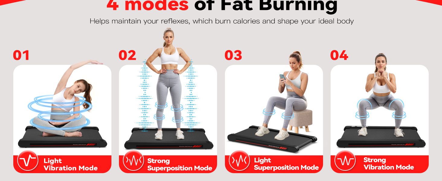 Sperax Килимок для ходьби з вібрацією 3-в-1 для бігового тренажера, з пультом дистанційного керування, 0.3-6 км/год, для дому та офісу, чорний/сірий