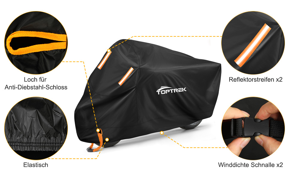 Захисний чохол для мотоцикла Toptrek Outdoor XXXL, водонепроникний, зимовий, з отвором для замка (265x105x125 см)