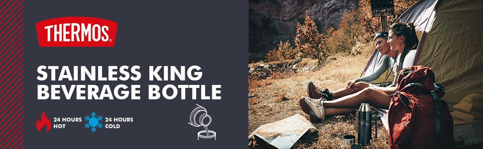 Термос STAINLESS KING Ice Grey 1.2 л з нержавіючої сталі, з чашкою та ручкою, 24 години гарячий/холодний, BPA-free