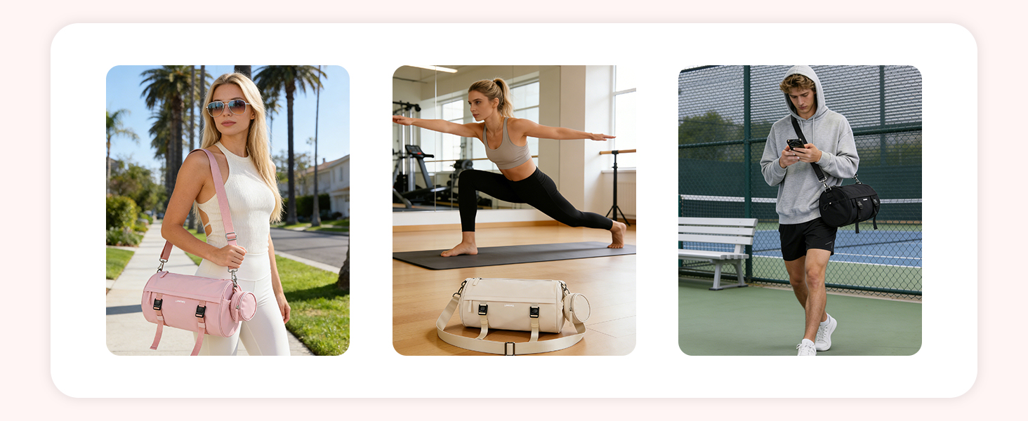 Спортивна сумка 11Л для фітнесу та йоги, водонепроникна сумка для тренувань з відділенням для мокрих речей та ременем для килимка, компактна дорожня сумка-вікенд для залу, басейну та сауни (Чорна)