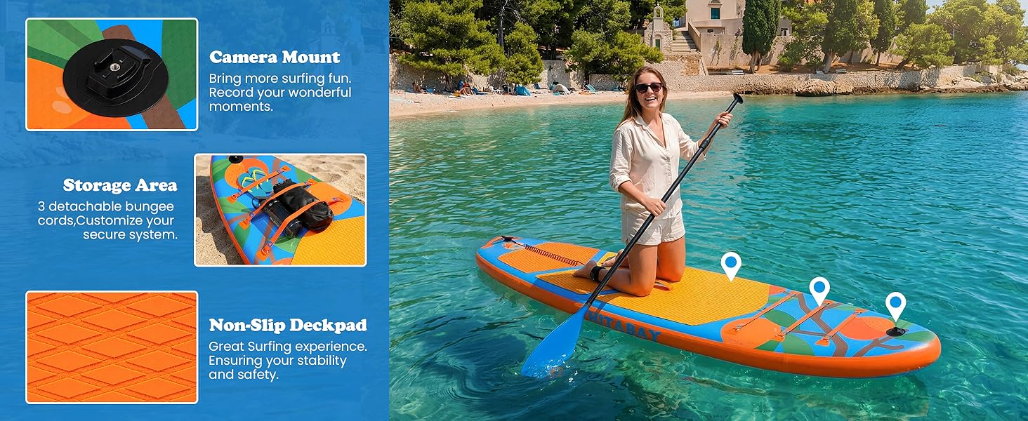 SUP Board набір, дошка для Stand Up Paddling надувна 320-335 см, до 150 кг, помаранчева - для початківців з повним комплектом аксесуарів