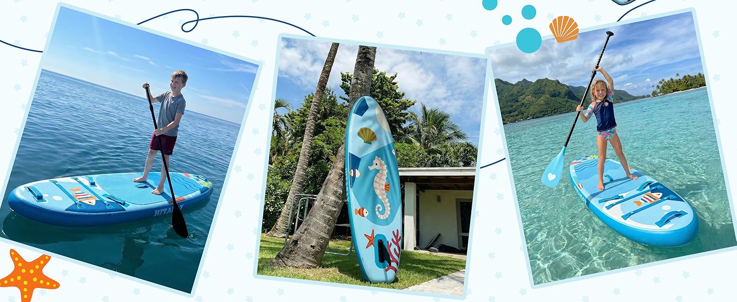 Надувне SUP-борд для дітей та підлітків. Комплект з аксесуарами. Макс. вага: 75/80/120 кг. Дизайн 