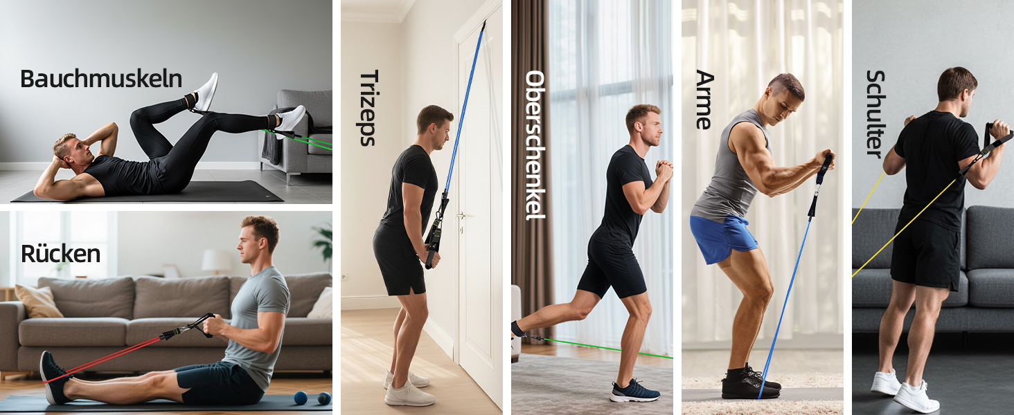 Набір еластичних стрічок Abahub для фітнесу: повне обладнання для тренувань вдома (100LB)