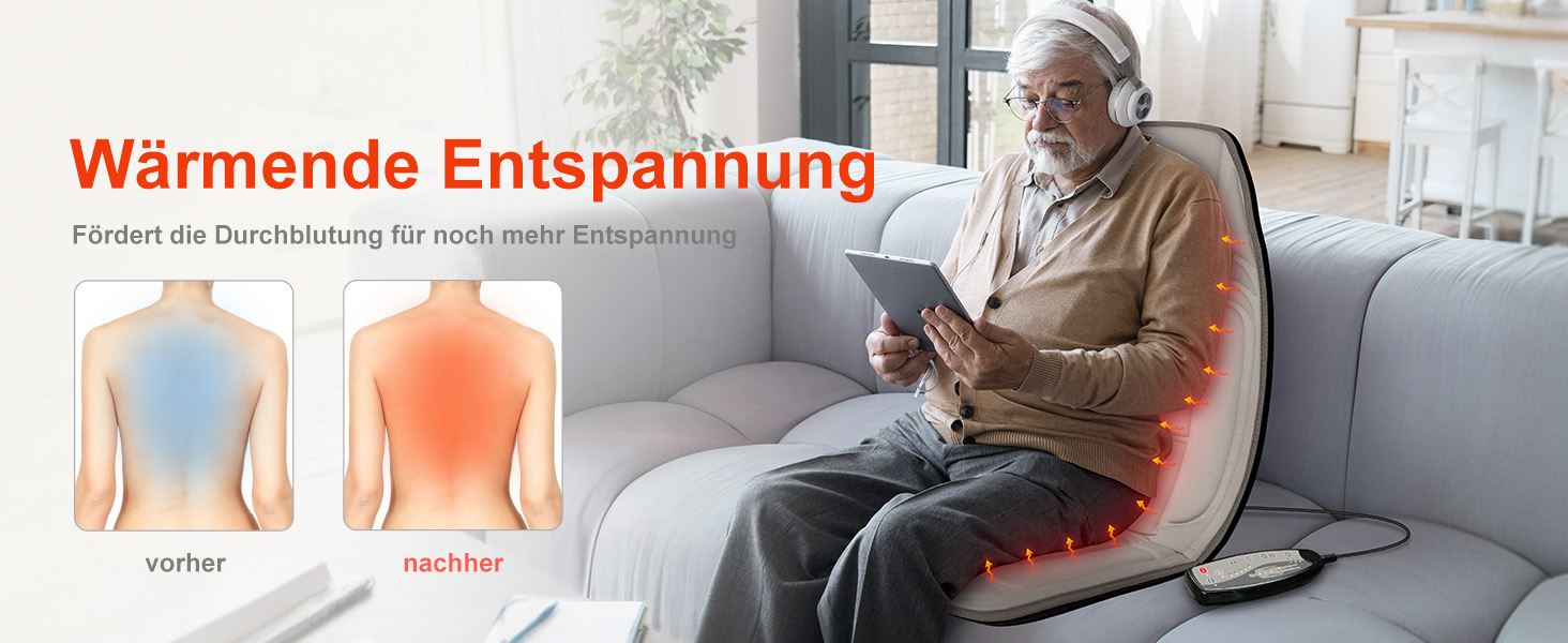 Масажне сидіння Snailax з підігрівом та вібрацією: 10 моторів, для спини та шиї, для дому та офісу, Бежевий