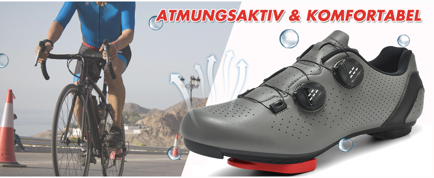 Велосипедні шкарпетки для чоловіків та жінок, шосейні велотуфлі, сумісні з SPD, SPD-SL, Look Delta/Keo | Універсальні велотуфлі для Peloton, шосе та велотренажери | Легкі та дихаючі, 40 EU, сірі