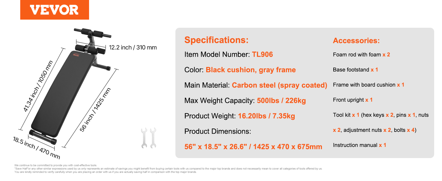 VEVOR лавка для віджимань, Bauchbank з обертовим руків'ям, регульована висота, міцна сталь, вантажопідйомність 500/600/453,6 кг для домашніх тренувань, силові вправи, м'язи всього тіла (лавка для пресу/500lbs)