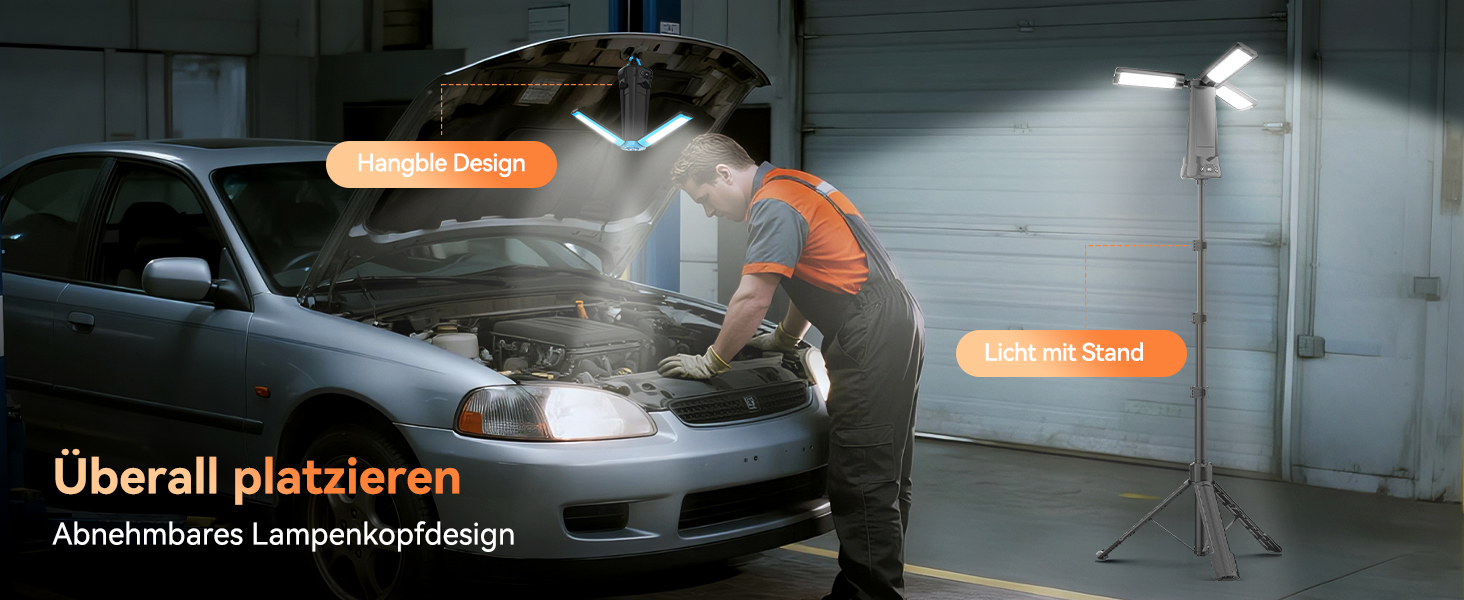 Портативна LED кемпінгова лампа на акумуляторі 15000mAh з телескопічним штативом, 5500LM, IP65, вологостійка, для кемпінгу, подорожей, будівництва та надзвичайних ситуацій (чорна)