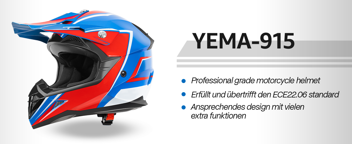 Мотошолом Yema YM-915 для мотокросу, даунхілу, ендуро, квадроциклів, BMX, MTB, сертифікат ECE, унісекс, розмір S/JS