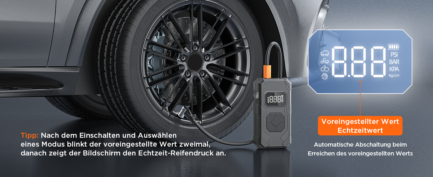 Електричний надувний насос 150 PSI: для авто, велосипеда, мотоцикла, м'ячів. Портативний компресор з манометром, акумуляторний, чорний