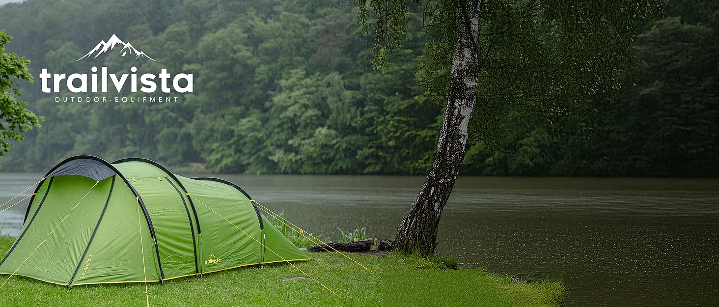 Намет Trailvista® Cevedale Zelt для 4 осіб: водонепроникний, легкий, швидко встановлюється, з тамбуром. Сімейний тунельний намет для кемпінгу, блакитний