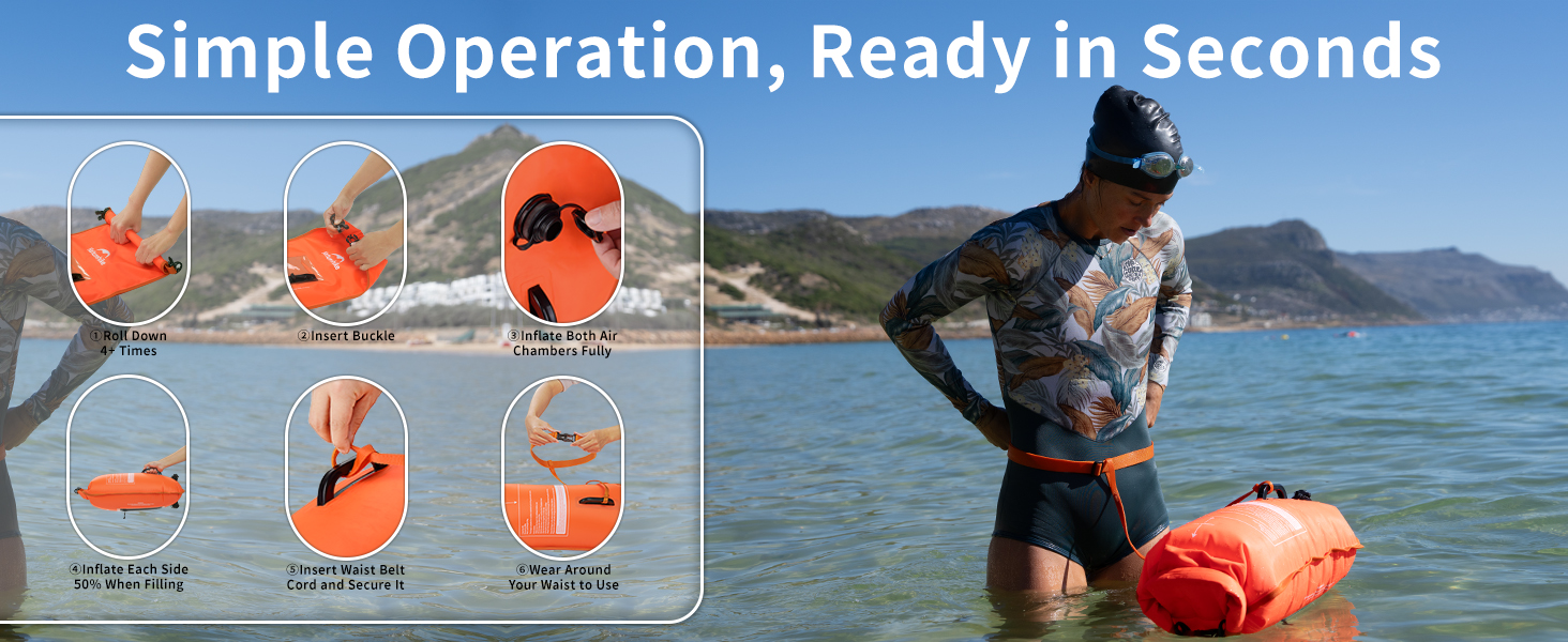 Надувна плавуча шина Naturehike 18L з двома повітряними камерами. Сумка-гідрочохол, водонепроникна пляжна сумка з регульованим поясом для плавання та відпочинку на узбережжі (Рожева/18л/Оновлена)