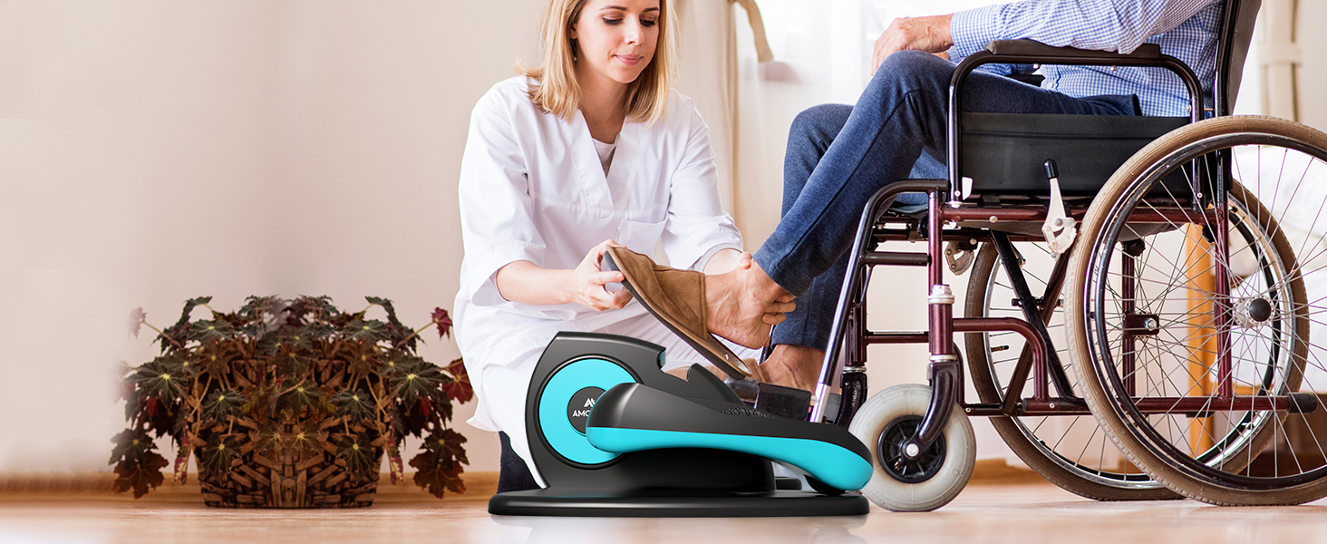 Електричний еліптичний тренажер Amonax, міні крос-тренажер для дому, сидячий велотренажер для людей похилого віку, кардіо тренажер під стіл, сидячий велотренажер з масажем ніг, універсальний розмір