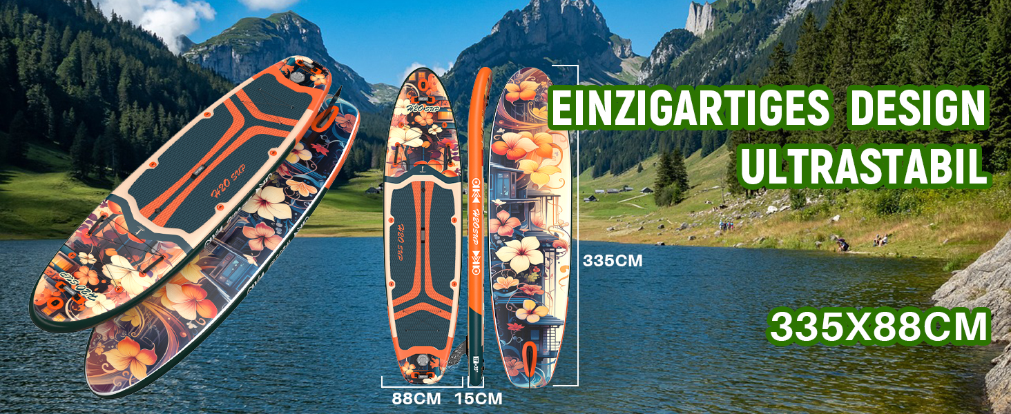 Надувний SUP-борд 15 см, з рюкзаком та аксесуарами, зелений - Дошка для Stand Up Paddling