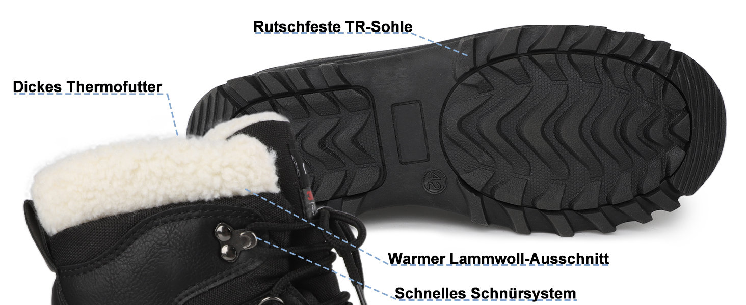 Водонепроникні зимові черевики Riemot для жінок та чоловіків: теплі, з підкладкою, антиковзаючі, для походів, трекінгу, роботи та катання на лижах. Розміри EU36-47, чорний колір.