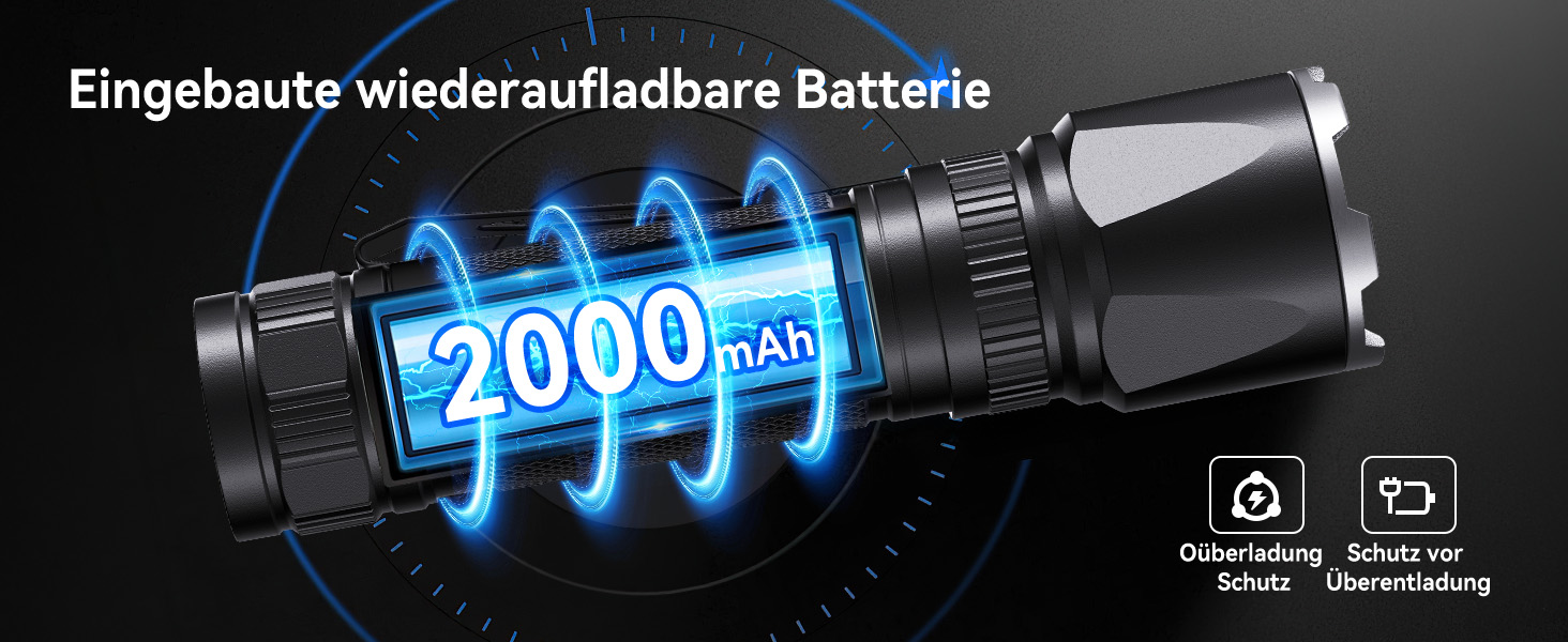 GEARLITE: 2 шт. ліхтарики LED, перезаряджувані, 3000 люмен, тактичні, водонепроникні (IP65), 3 режими, для кемпінгу, риболовлі, туризму