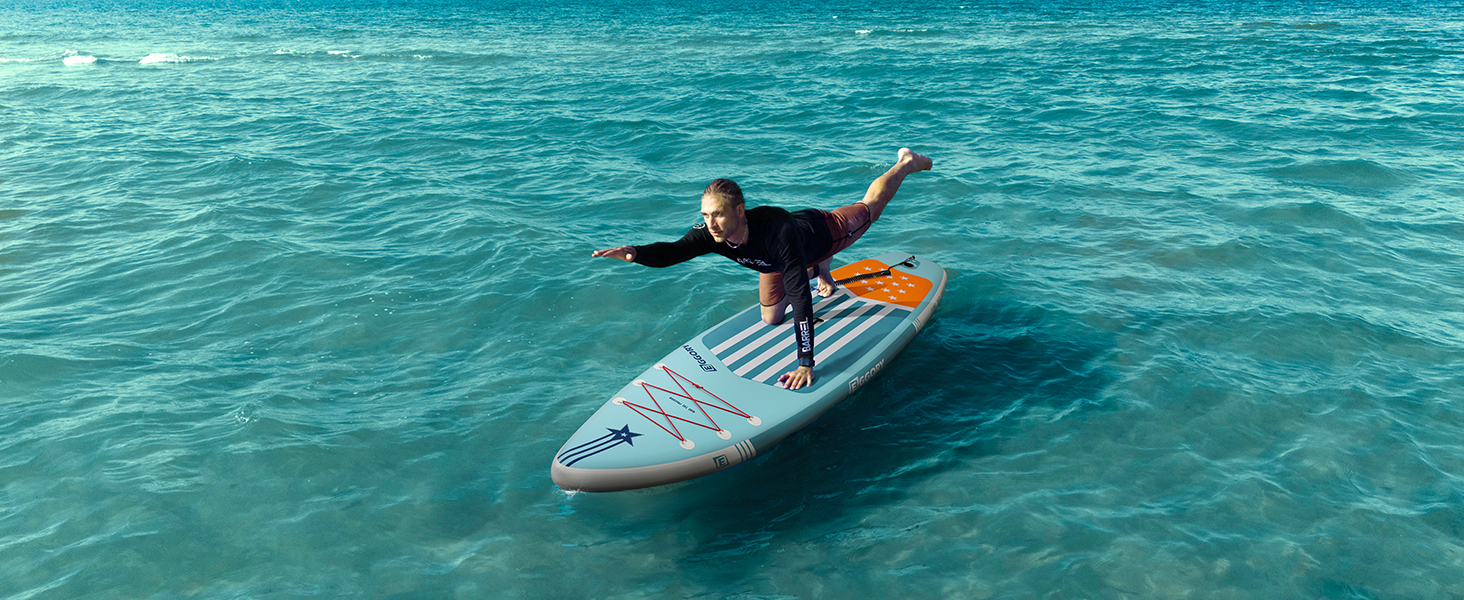 Надувний SUP-борд Extra Breites: Дошка для Stand-Up Paddle з фіном, ручним насосом, для подорожей (Смуга м'яти)