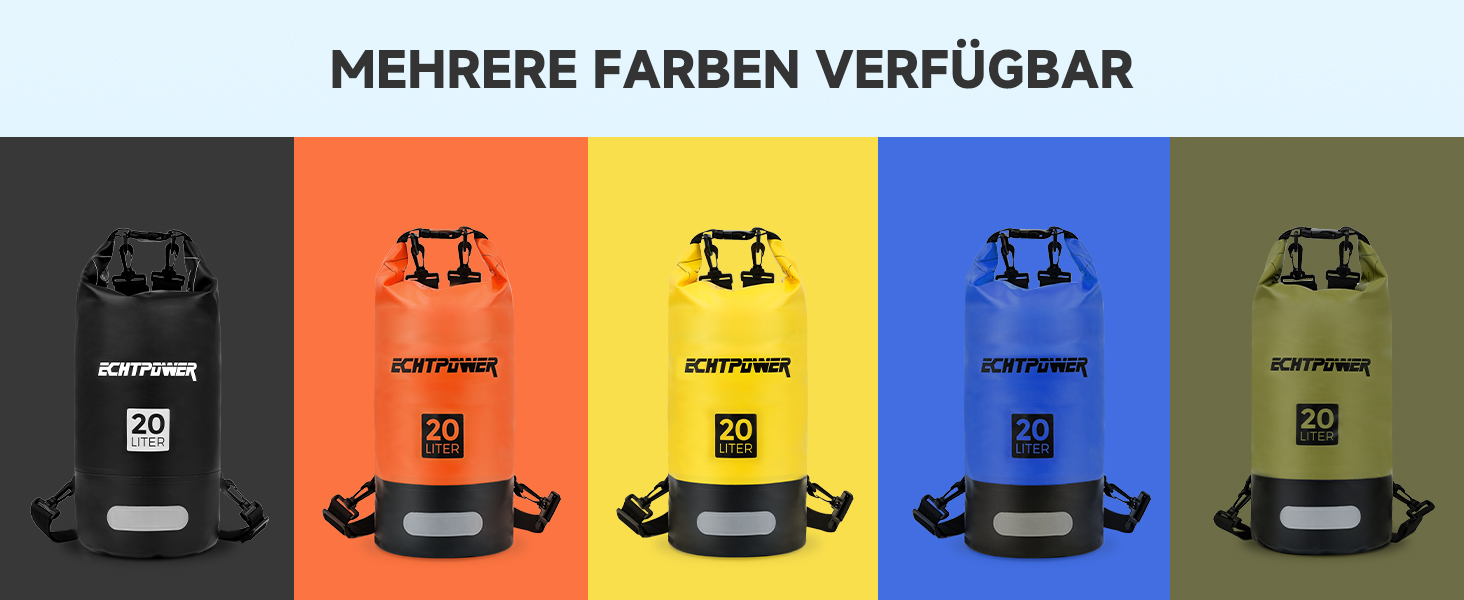 Водонепроникний мішок ECHTPower Dry Bag 20L: мішок для плавання, каякінгу, SUP (зелений)