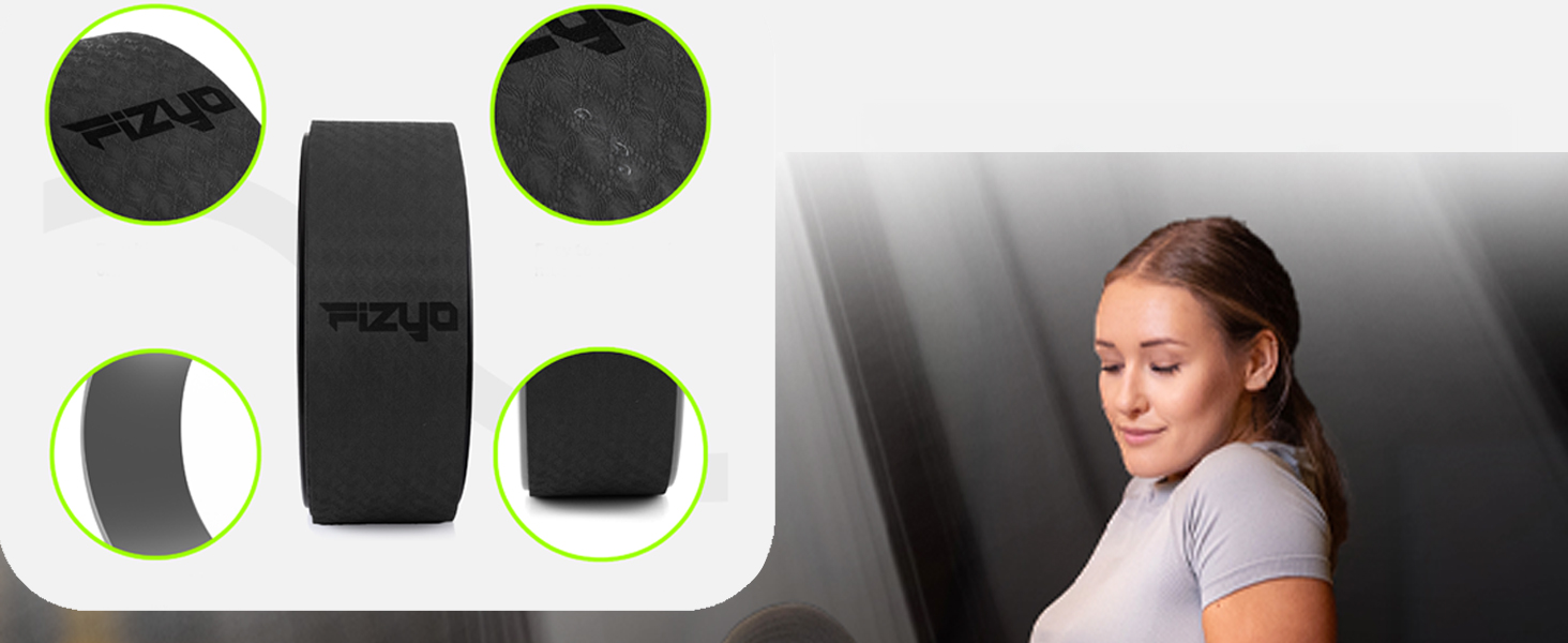 Йога-колесо Fizyo Ø 32 см – для розтяжки спини та полегшення болю – стабільне, неслизьке – для йоги, пілатесу, розтяжки та стретчингу, сіре